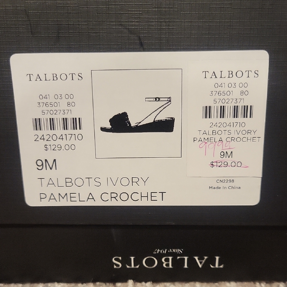 Talbots 9M Ivory PAME Brown and Cream Espadrille Sandals - Picture 2 of 6